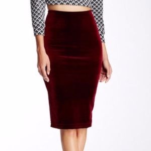 American Apparel Cabernet Velvet Pencil Skirt